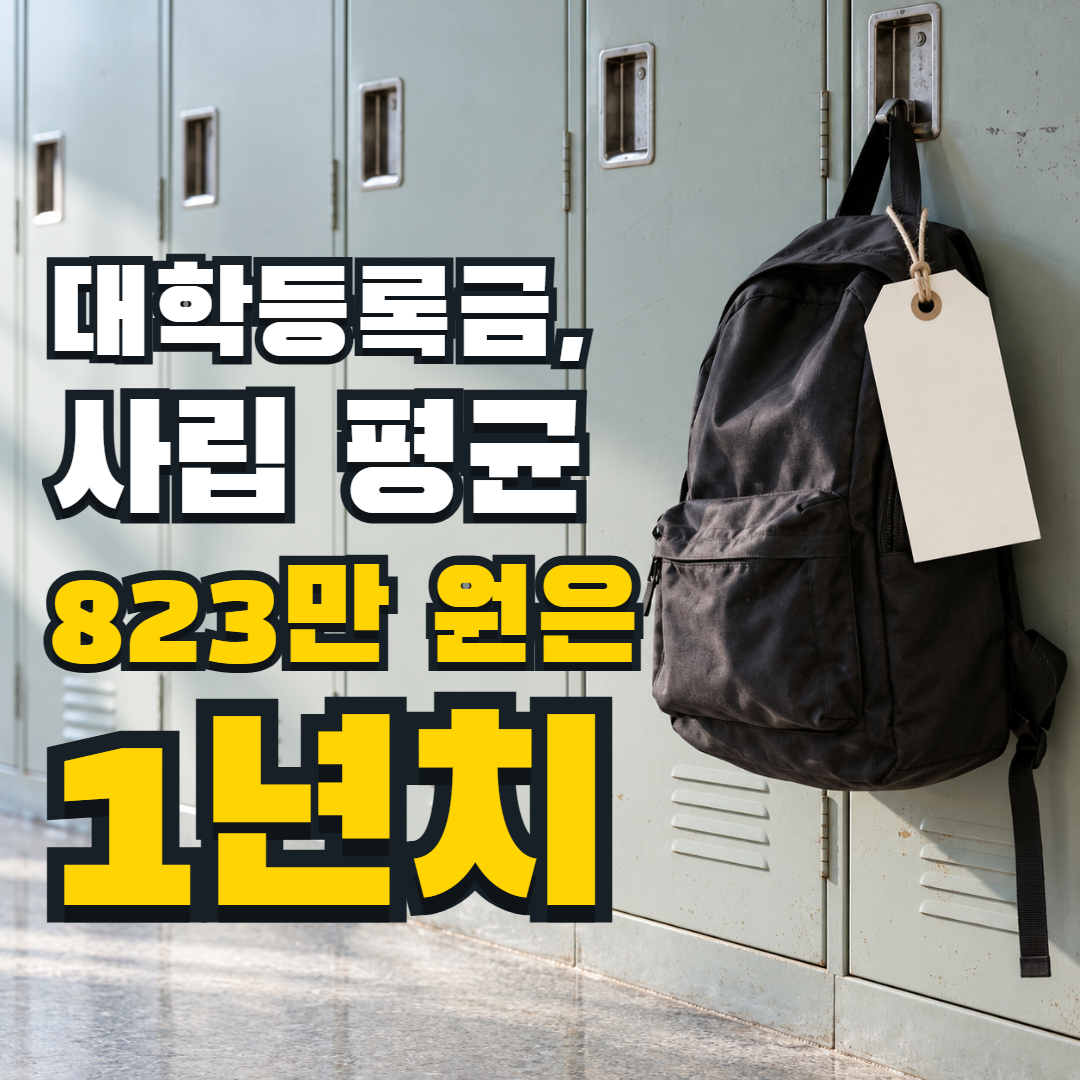 대학등록금, 사립 평균 823만 원은 1년치 — 대학생 가방에 매달린 가방보다 큰 빈 가격표