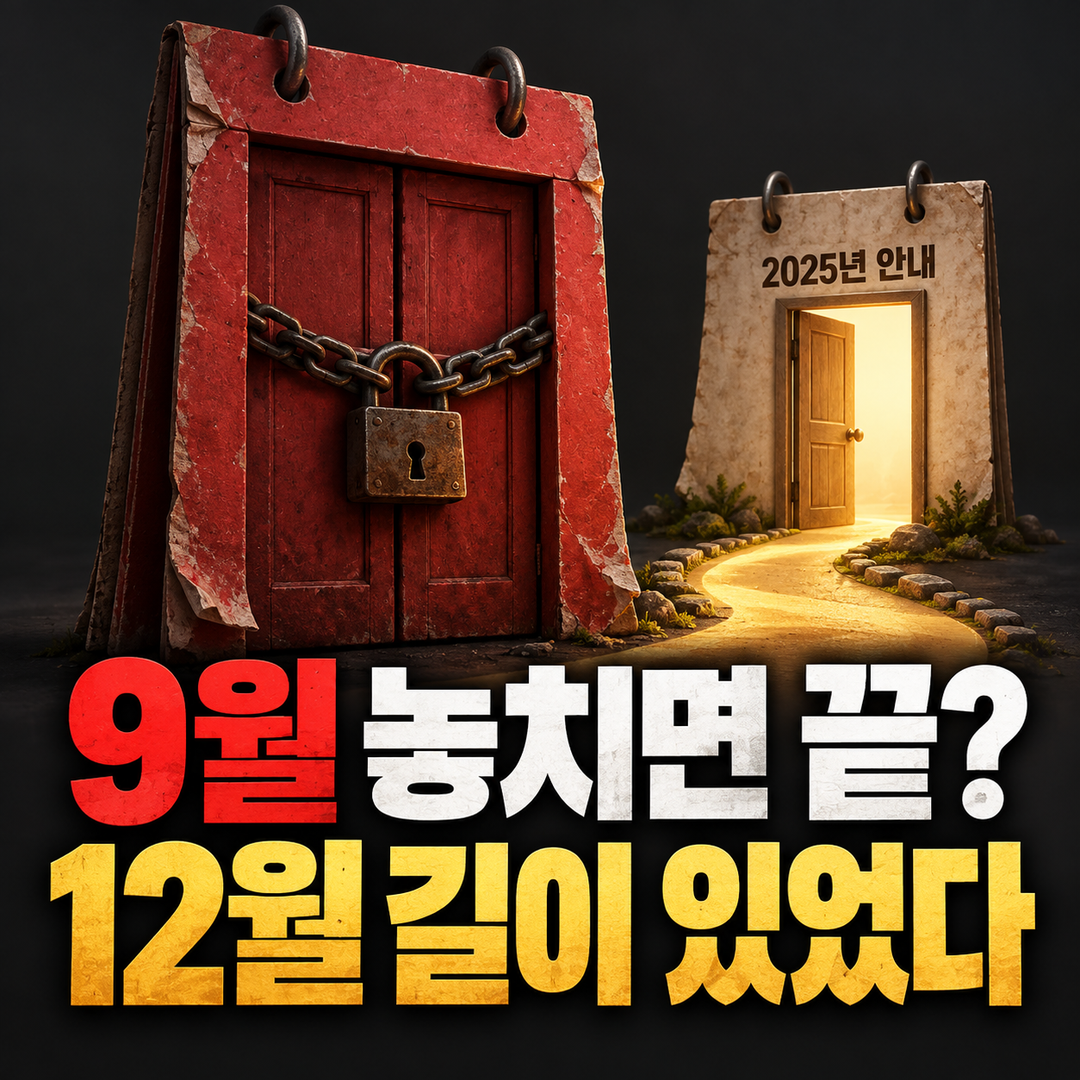 닫힌 9월 문 옆으로 2025년 안내에 표시된 12월 길이 열려 있는 생성 장면. 올해도 같은 길이 확정됐다는 뜻은 아니다.